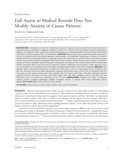Full access to medical records does not modify anxiety in cancer patients